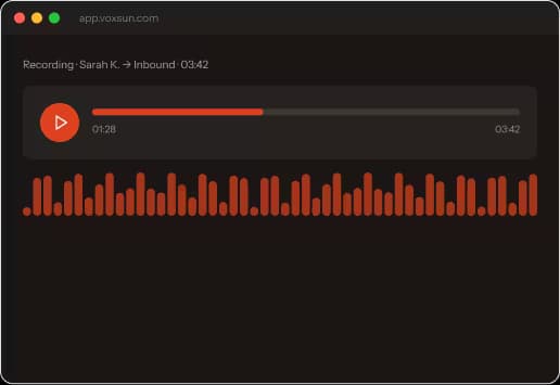 Interface de lecture des enregistrements d’appels VoxSun