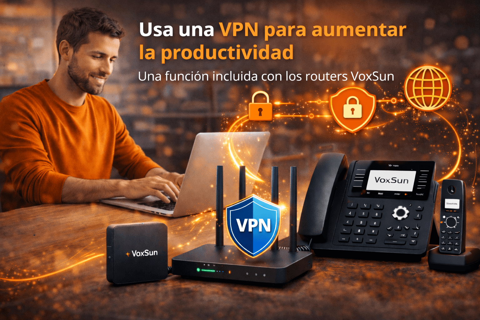Aumente su productividad con una VPN incluida en los routers VoxSun